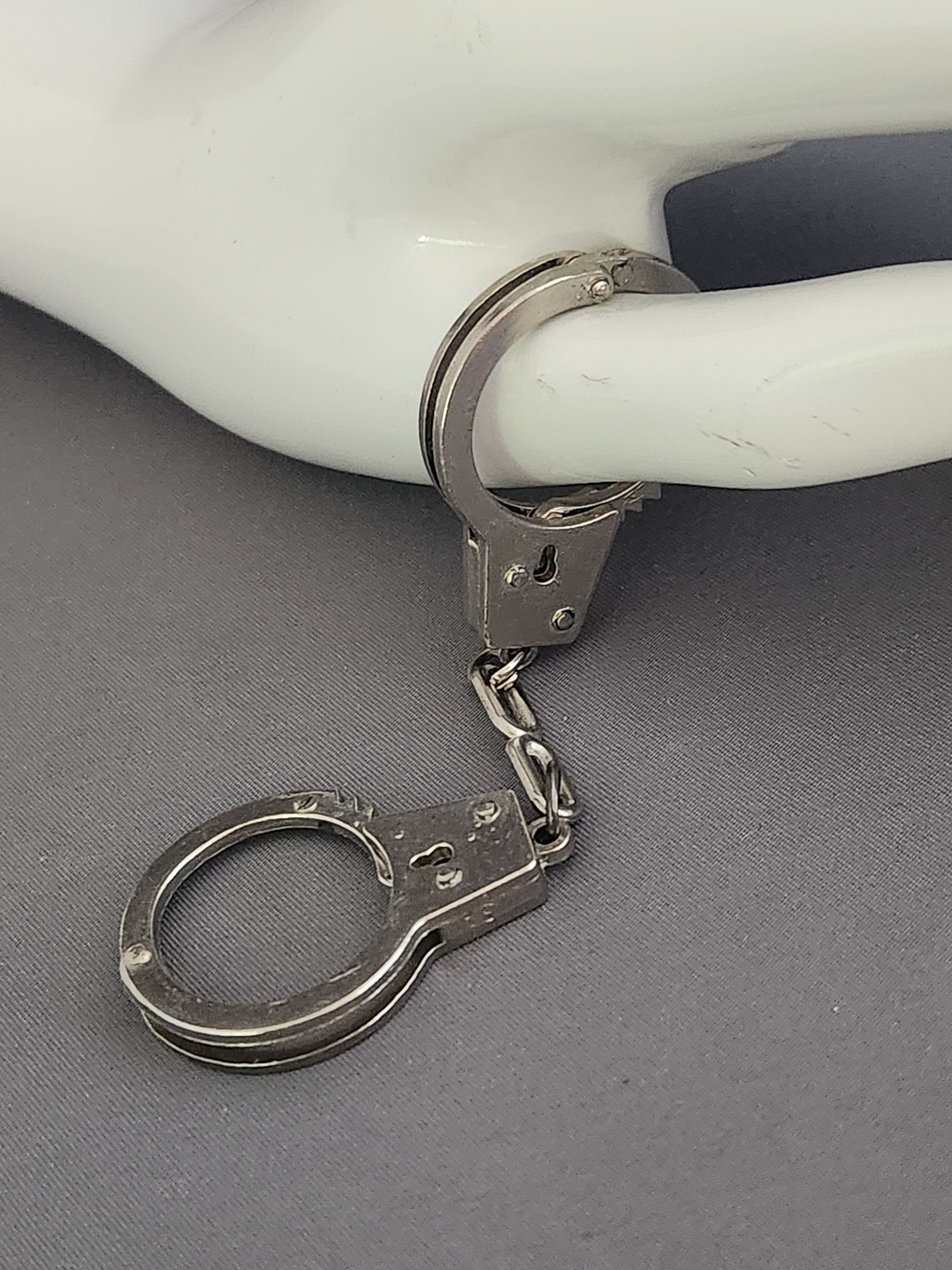 Silver Mini Thumbcuff Keychain Charm